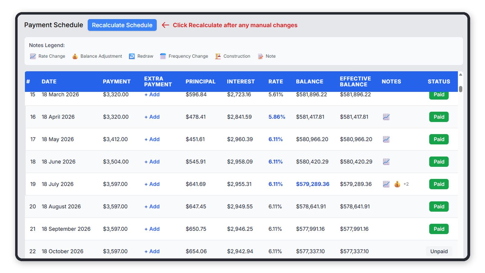 MortgageMateAU payment schedule tablet